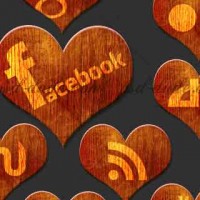 Bộ icon social networks hình trái tim bằng gỗ
